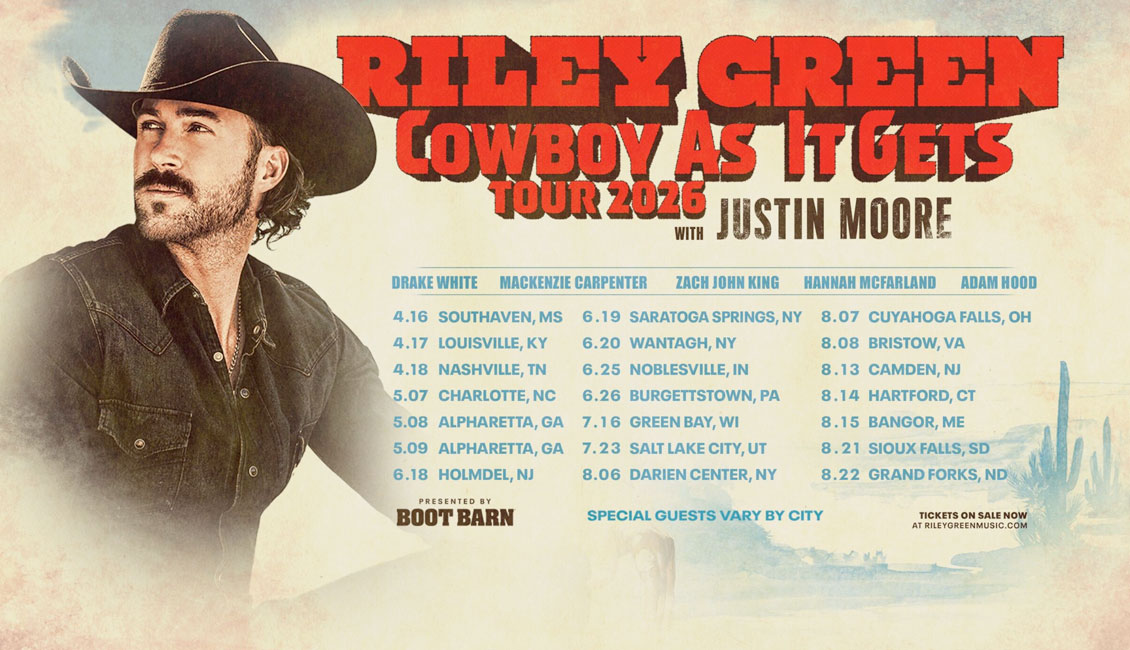 Riley Green announces the Cowboy As It Gets Tour 2026