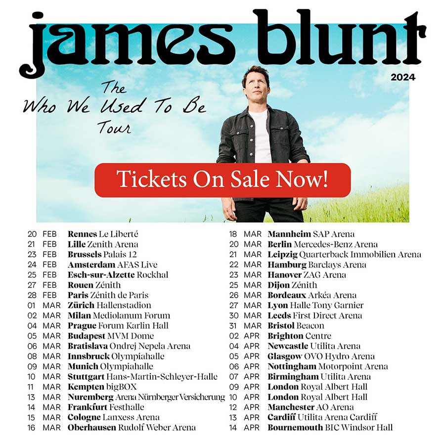 James Blunt 2024 European tour poster