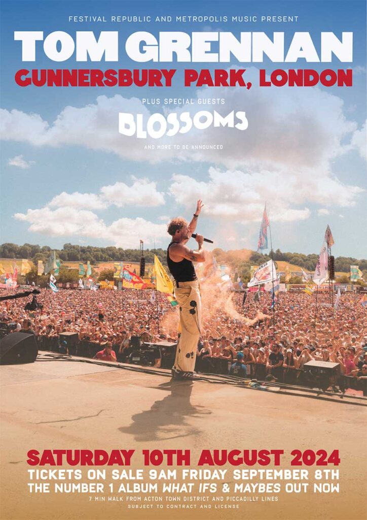Tom Grennan plays Gunnersbury Park in London 2024 poster