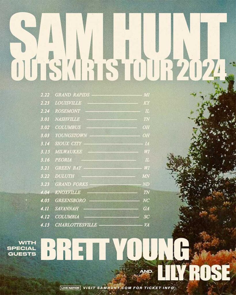 Sam Hunt 2024 tour poster