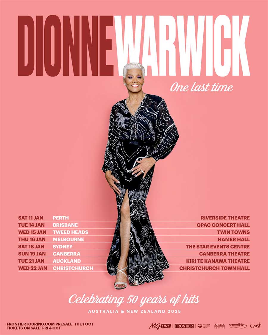 Dionne Warwick announces One Last Time Australia and New Zealand tour 2025 poster