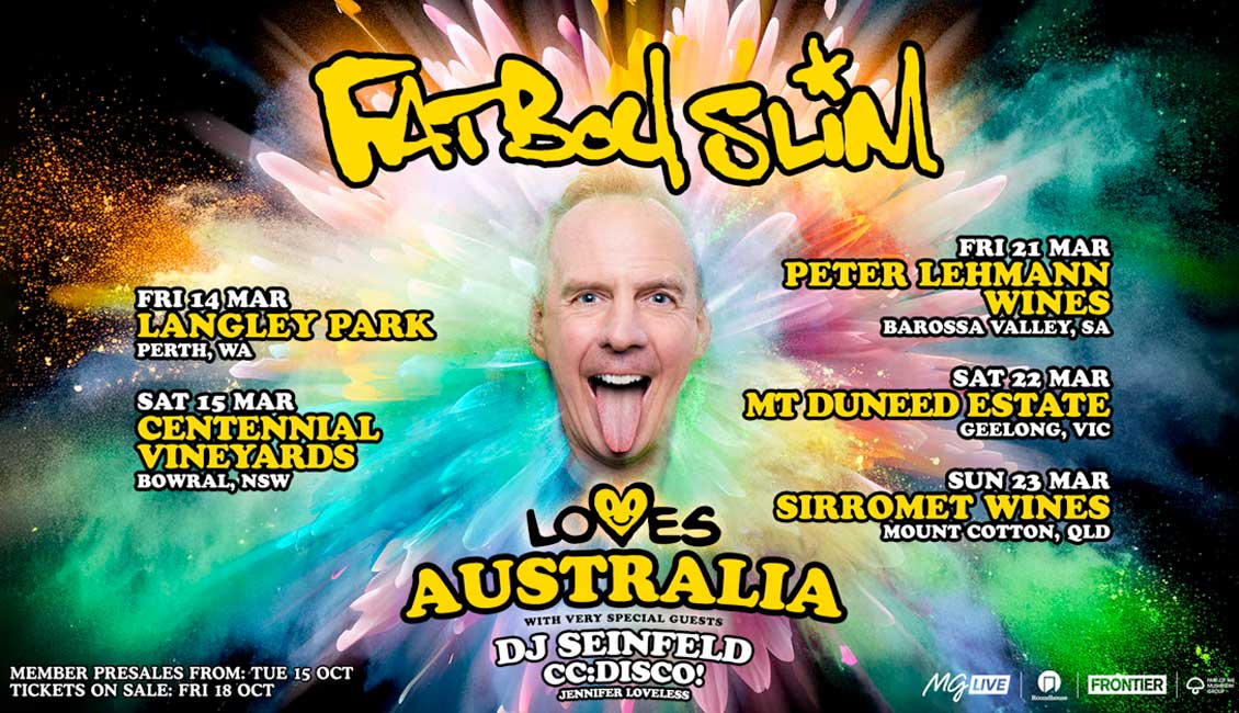 Fatboy Slim announces Love Australia March 2025 Tour poster