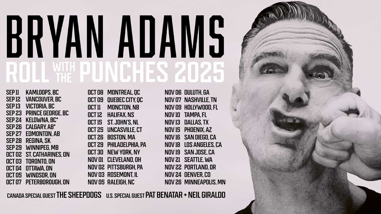 Bryan Adams Roll with the Punches 2025 tour